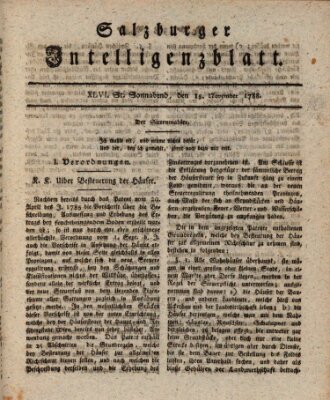 Salzburger Intelligenzblatt Samstag 15. November 1788