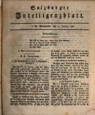 Salzburger Intelligenzblatt Samstag 10. Januar 1789