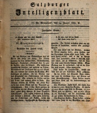 Salzburger Intelligenzblatt Samstag 24. Januar 1789