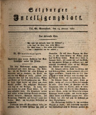 Salzburger Intelligenzblatt Samstag 14. Februar 1789