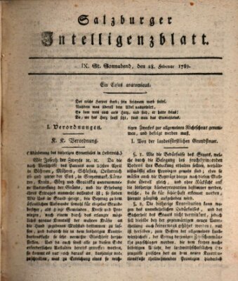 Salzburger Intelligenzblatt Samstag 28. Februar 1789