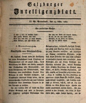 Salzburger Intelligenzblatt Samstag 14. März 1789