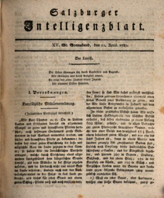 Salzburger Intelligenzblatt Samstag 11. April 1789