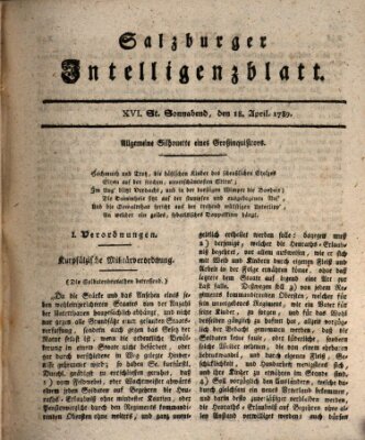 Salzburger Intelligenzblatt Samstag 18. April 1789