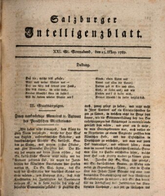 Salzburger Intelligenzblatt Samstag 23. Mai 1789