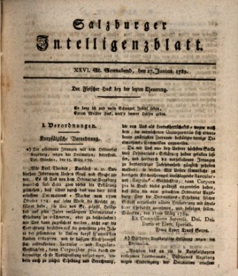 Salzburger Intelligenzblatt Samstag 27. Juni 1789