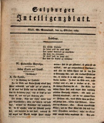 Salzburger Intelligenzblatt Samstag 24. Oktober 1789