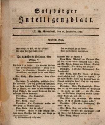 Salzburger Intelligenzblatt Samstag 26. Dezember 1789