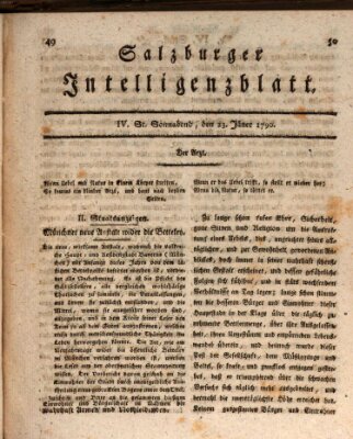 Salzburger Intelligenzblatt Samstag 23. Januar 1790