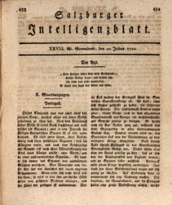 Salzburger Intelligenzblatt Samstag 10. Juli 1790