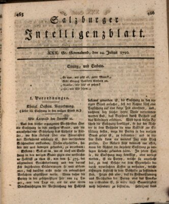 Salzburger Intelligenzblatt Samstag 24. Juli 1790