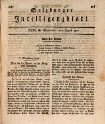 Salzburger Intelligenzblatt Samstag 7. August 1790