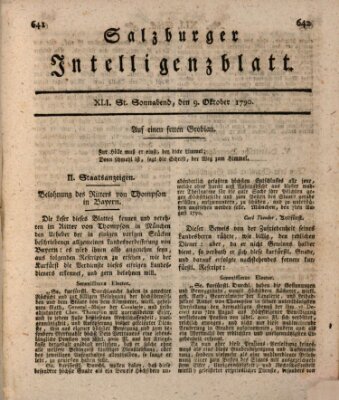 Salzburger Intelligenzblatt Samstag 9. Oktober 1790