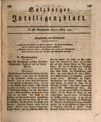 Salzburger Intelligenzblatt Samstag 12. März 1791