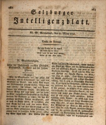 Salzburger Intelligenzblatt Samstag 19. März 1791