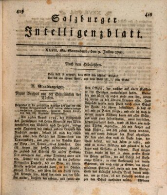 Salzburger Intelligenzblatt Samstag 9. Juli 1791