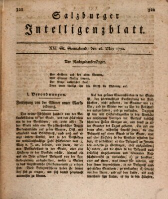 Salzburger Intelligenzblatt Samstag 26. Mai 1792