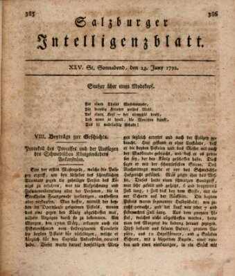 Salzburger Intelligenzblatt Samstag 23. Juni 1792