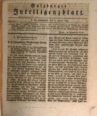 Salzburger Intelligenzblatt Samstag 12. Januar 1793