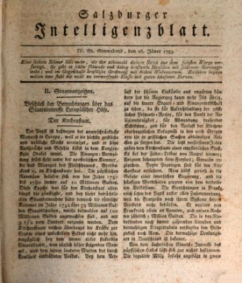 Salzburger Intelligenzblatt Samstag 26. Januar 1793