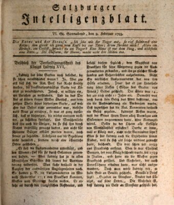 Salzburger Intelligenzblatt Samstag 9. Februar 1793