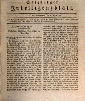 Salzburger Intelligenzblatt Samstag 6. April 1793