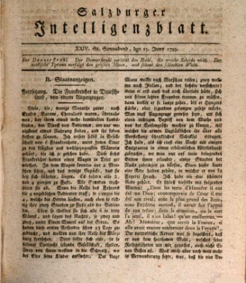 Salzburger Intelligenzblatt Samstag 15. Juni 1793