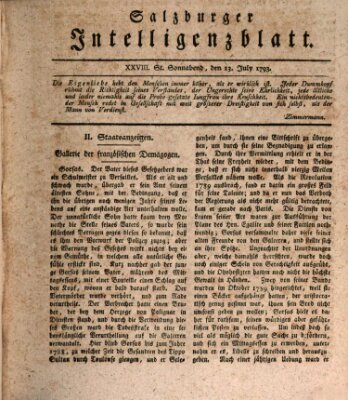 Salzburger Intelligenzblatt Samstag 13. Juli 1793