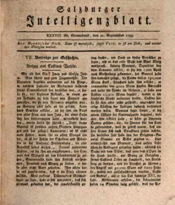 Salzburger Intelligenzblatt Samstag 21. September 1793