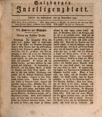 Salzburger Intelligenzblatt Samstag 28. September 1793