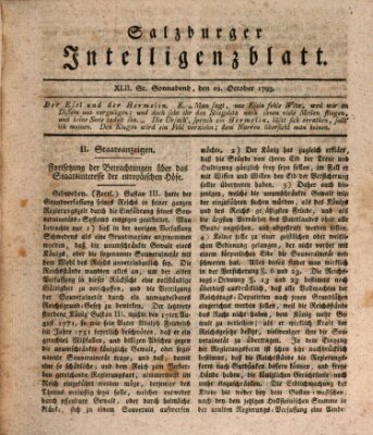 Salzburger Intelligenzblatt Samstag 19. Oktober 1793