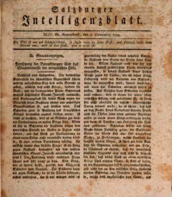 Salzburger Intelligenzblatt Samstag 2. November 1793