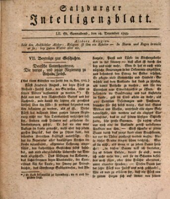 Salzburger Intelligenzblatt Samstag 28. Dezember 1793