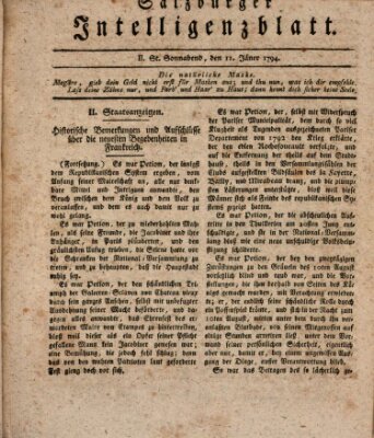 Salzburger Intelligenzblatt Samstag 11. Januar 1794