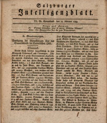 Salzburger Intelligenzblatt Samstag 15. Februar 1794