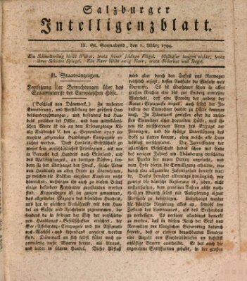 Salzburger Intelligenzblatt Samstag 1. März 1794