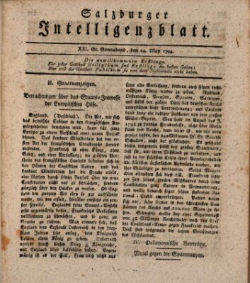 Salzburger Intelligenzblatt Samstag 24. Mai 1794