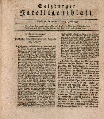 Salzburger Intelligenzblatt Samstag 7. Juni 1794