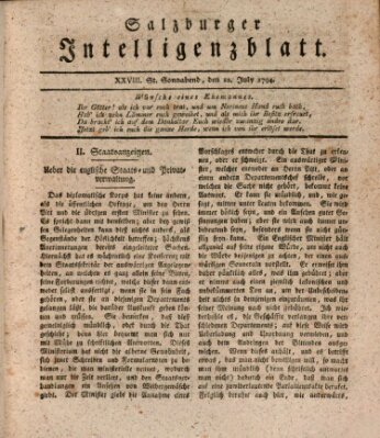 Salzburger Intelligenzblatt Samstag 12. Juli 1794