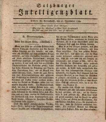 Salzburger Intelligenzblatt Samstag 27. September 1794