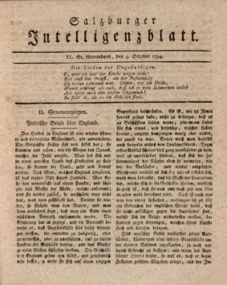 Salzburger Intelligenzblatt Samstag 4. Oktober 1794