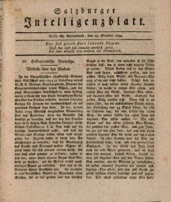 Salzburger Intelligenzblatt Samstag 25. Oktober 1794