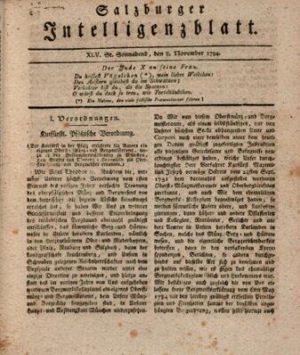 Salzburger Intelligenzblatt Samstag 8. November 1794