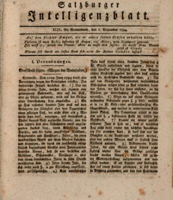 Salzburger Intelligenzblatt Samstag 6. Dezember 1794