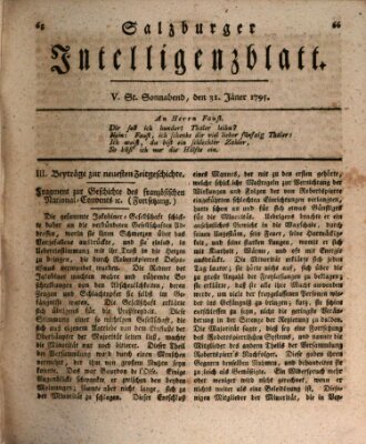 Salzburger Intelligenzblatt Samstag 31. Januar 1795