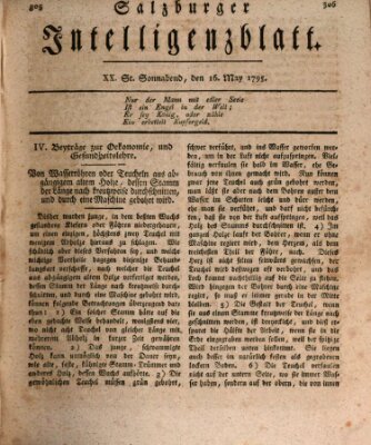 Salzburger Intelligenzblatt Samstag 16. Mai 1795