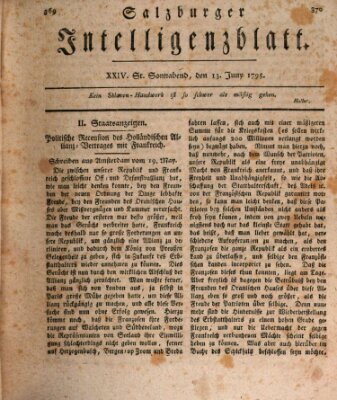 Salzburger Intelligenzblatt Samstag 13. Juni 1795