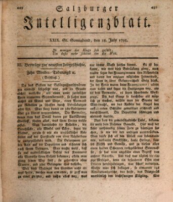 Salzburger Intelligenzblatt Samstag 18. Juli 1795