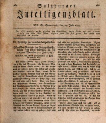 Salzburger Intelligenzblatt Samstag 25. Juli 1795