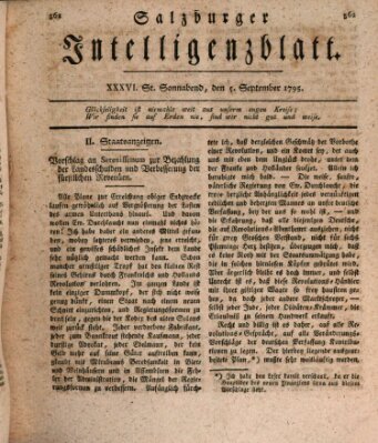 Salzburger Intelligenzblatt Samstag 5. September 1795